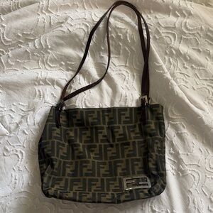 Fendi Black and Brown Monogram Shoulder Bag